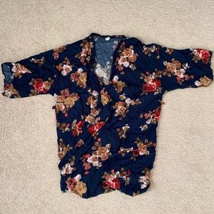 Navy pink blush robe
